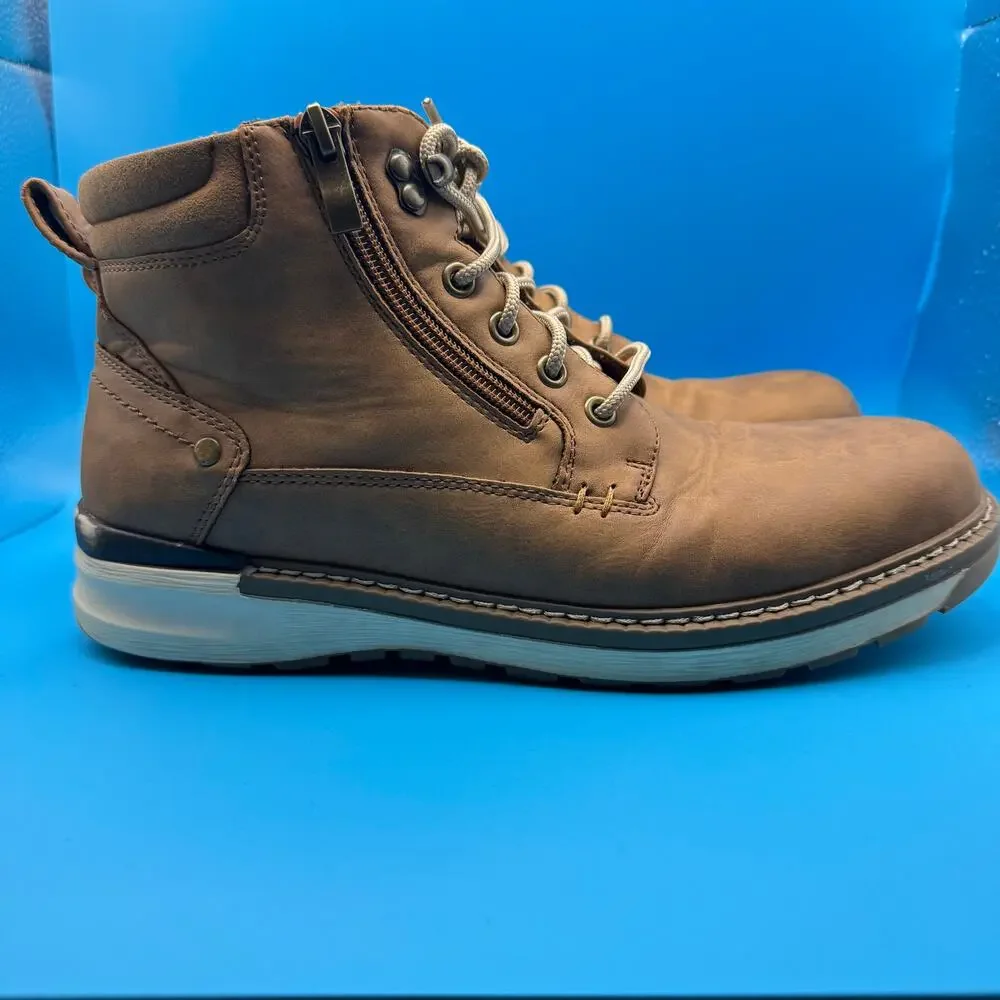 Vostey Mens 8 Brown Lace Up Ankle Boots Side Zip Casual Hiking Comfort EU41